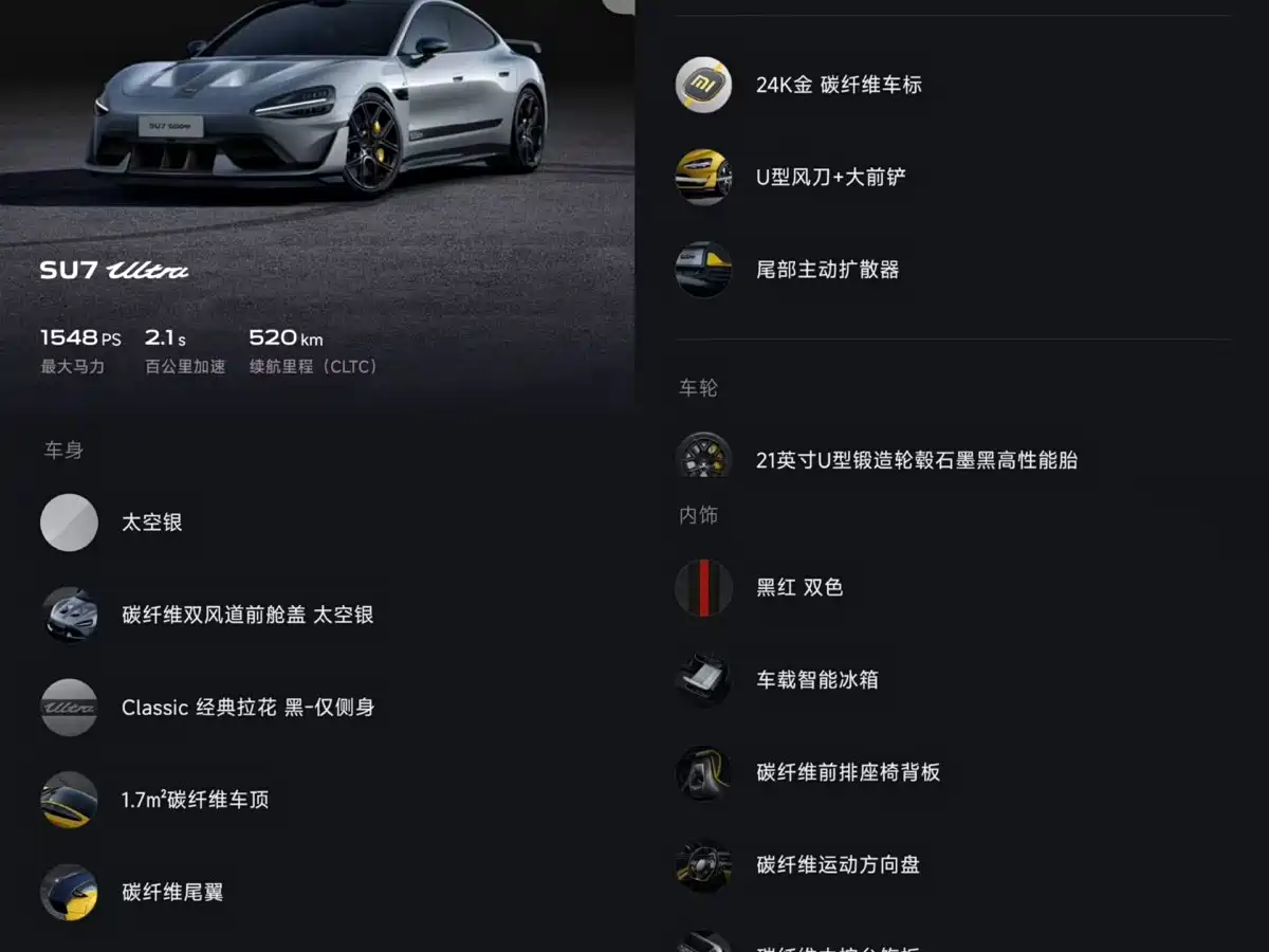 XIAOMI CAR XIAOMI SU7 ULTRA