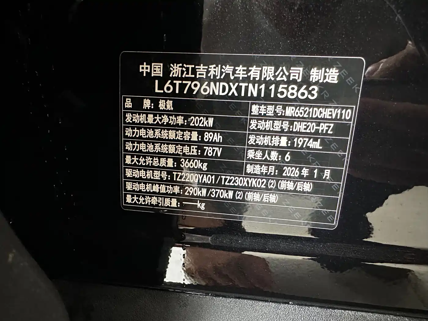 ZEEKR 9X 2026 2025 Model Standard