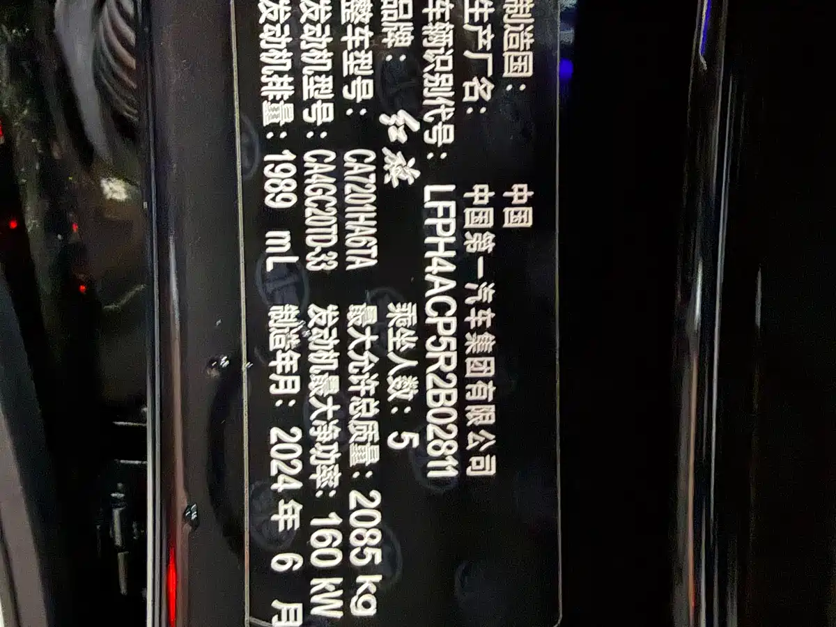 Hongqi H5 2024 2.0T Automatic Smart Connect Flag Smooth Edition фото 18