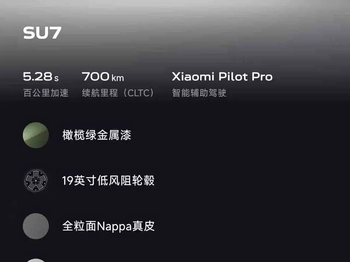 XIAOMI CAR XIAOMI SU7