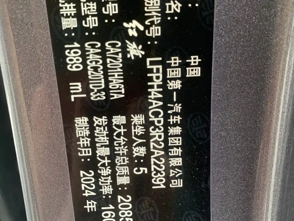 Hongqi H5 2024 2.0T Automatic Smart Connect Flag Smooth Edition фото 21