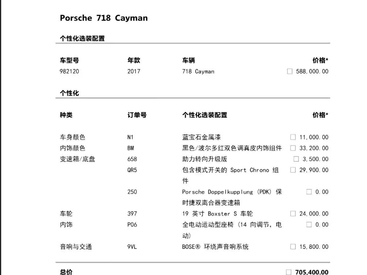 Porsche 718 2017 2016 Cayman 2.0T