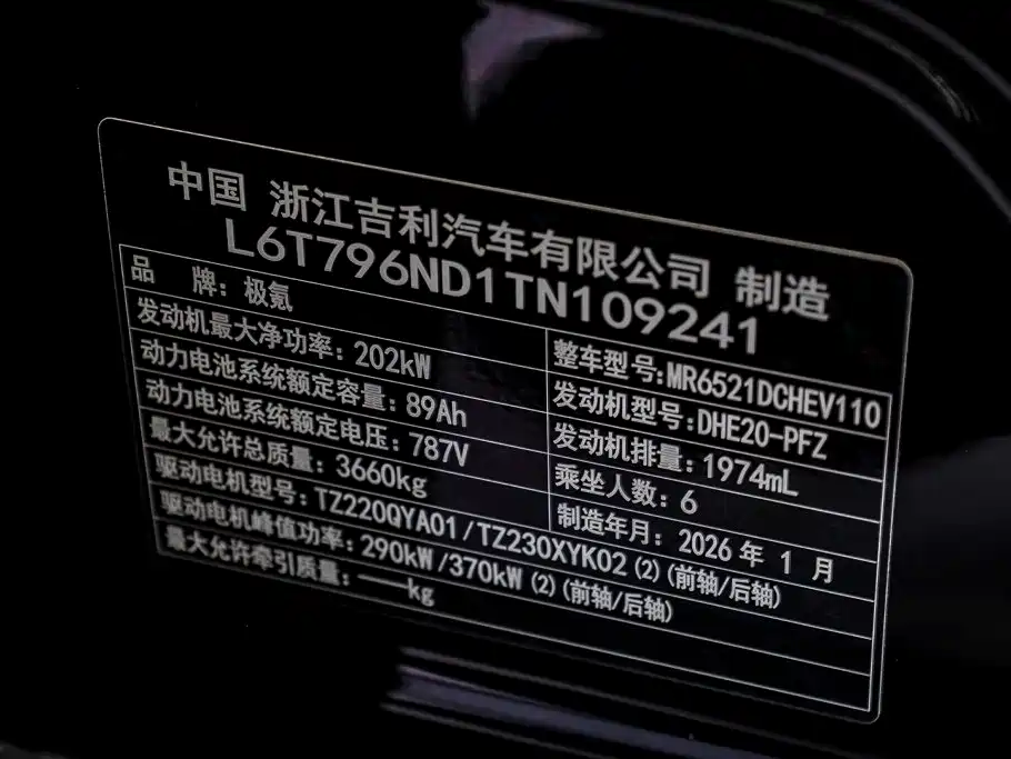 ZEEKR 9X 2026 2025 Model Standard